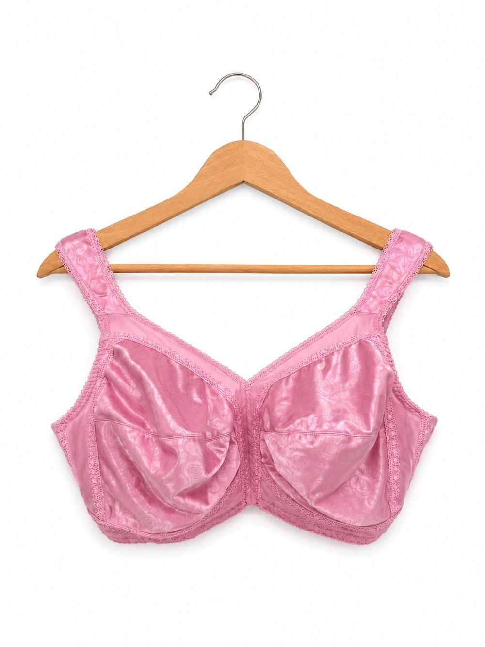 Playtex Pink Satin Floral Wireless Bra Size 40DD Full Coverage